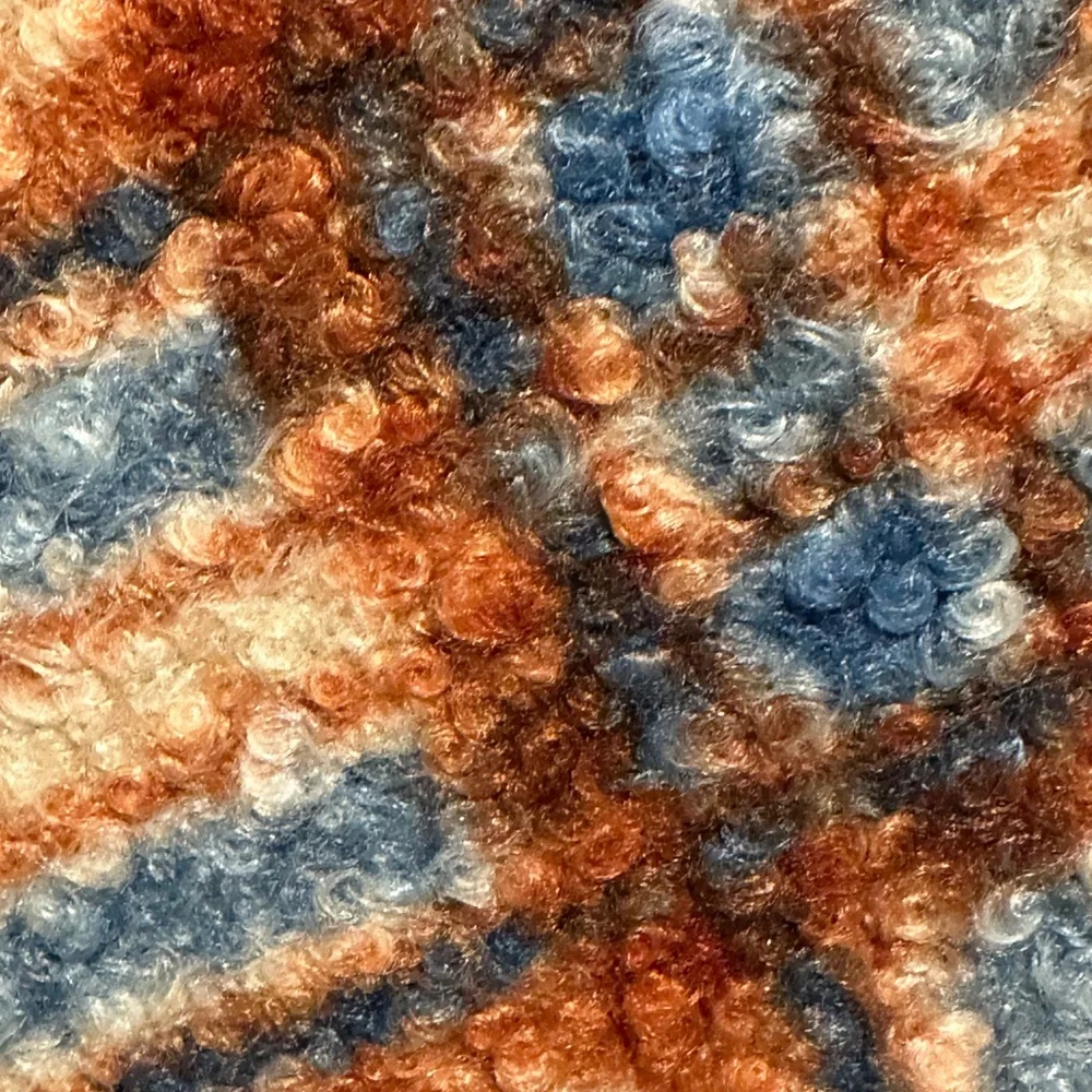 Women's Cape in Cream, Blue, and Orange/Caramel Plaid